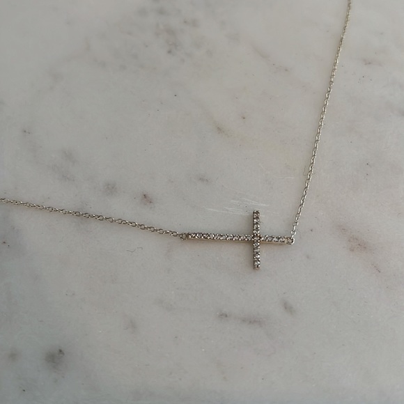 Blue Ruby Dainty Cross Necklace - Picture 9 of 10